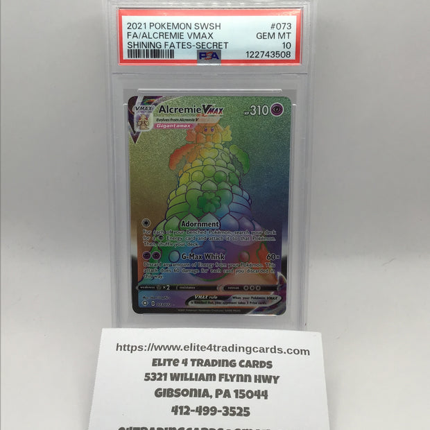 2021 Pokemon SWSH FA/Alcremie VMAX #73 (PSA 10)