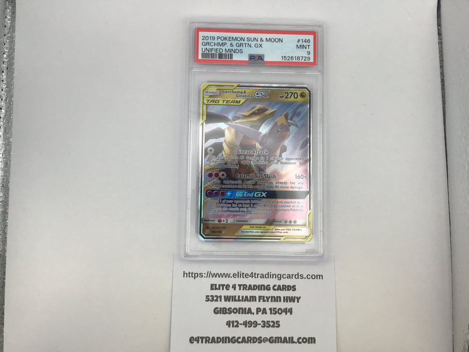 Garchomp & Giratina GX #146 Pokemon Unified Minds (PSA 9)