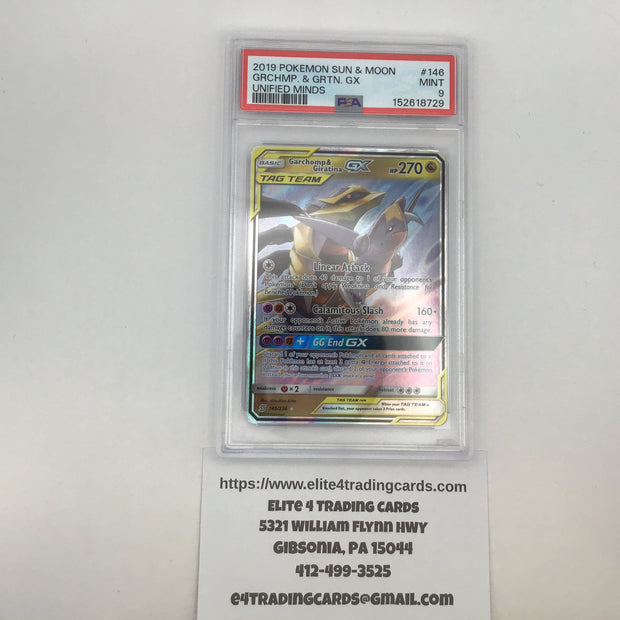 Garchomp & Giratina GX #146 Pokemon Unified Minds (PSA 9)