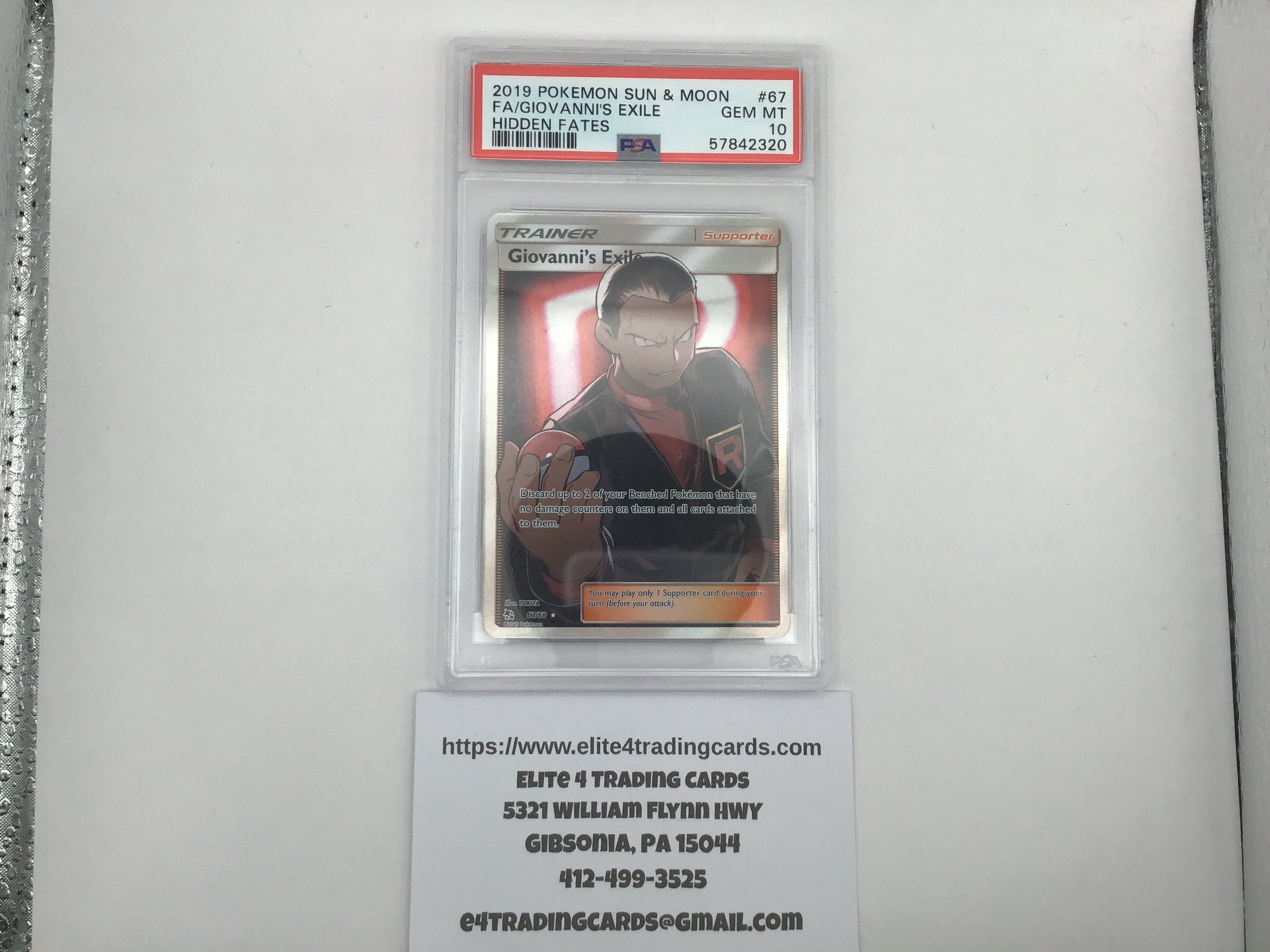 Giovanni's Exile #67 Pokemon Hidden Fates (PSA 10)