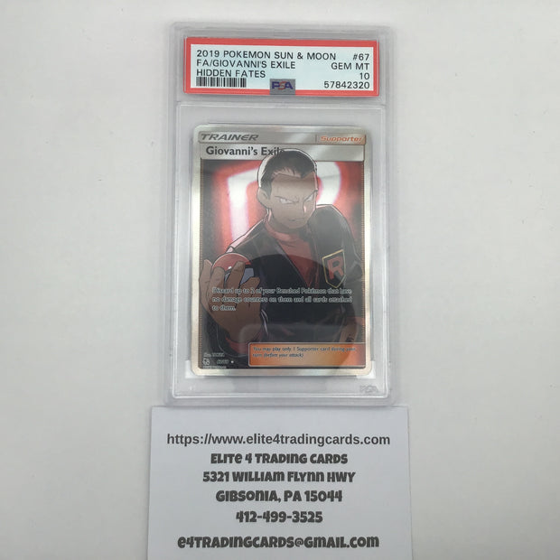 Giovanni's Exile #67 Pokemon Hidden Fates (PSA 10)