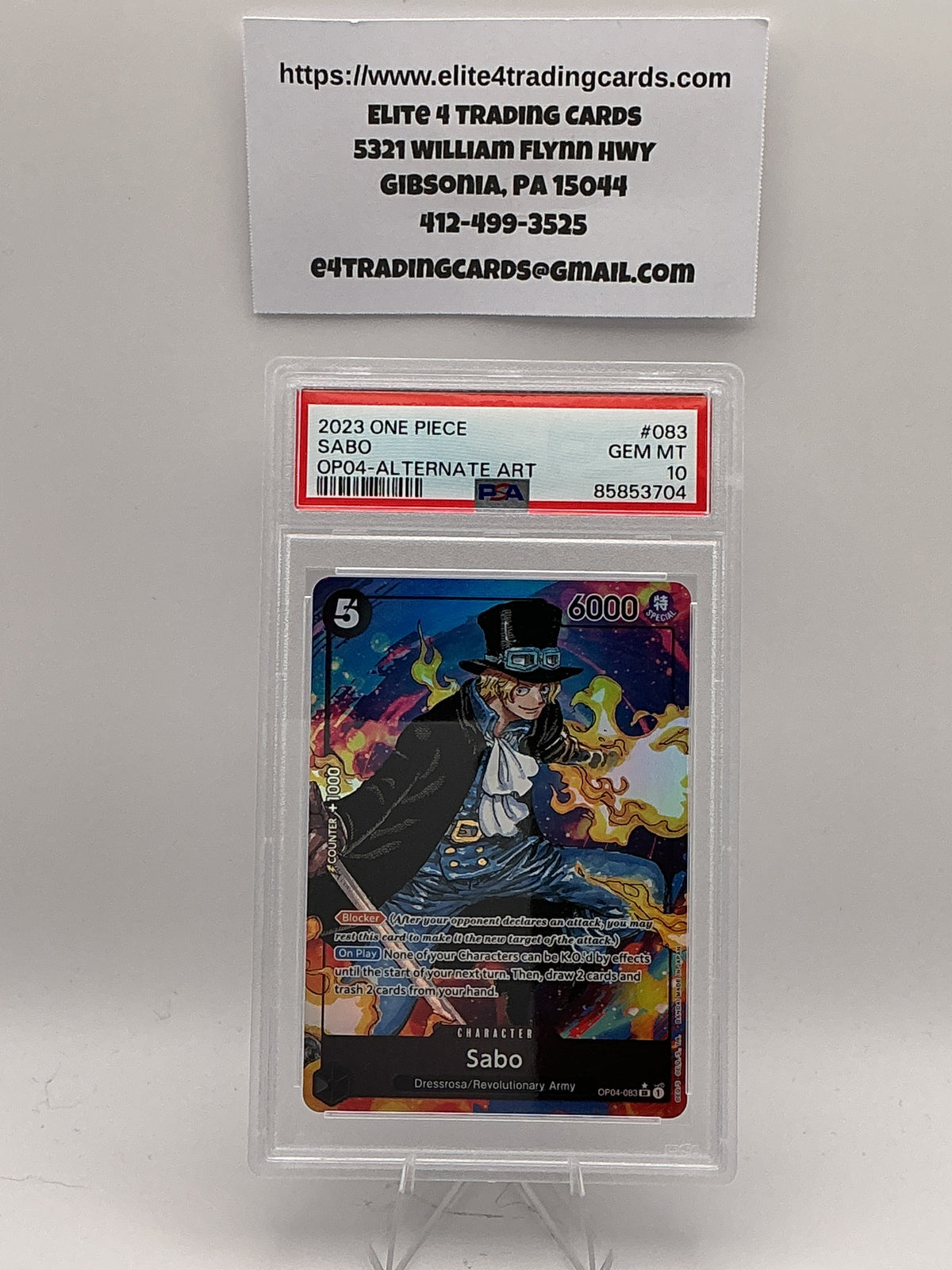 Sabo [Alternate Art] OP04-083 One Piece Kingdoms of Intrigue (PSA 10)