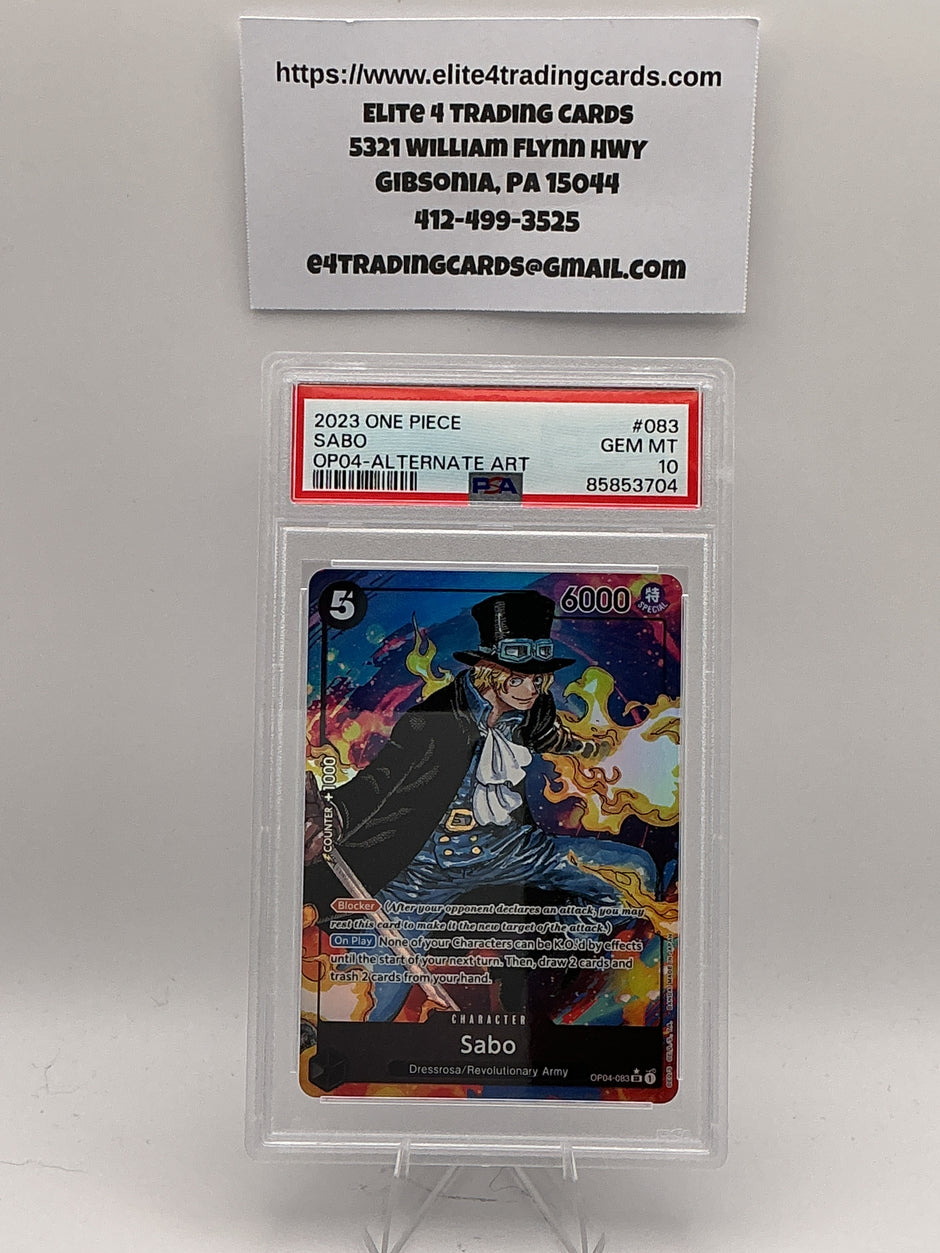Sabo [Alternate Art] OP04-083 One Piece Kingdoms of Intrigue (PSA 10)