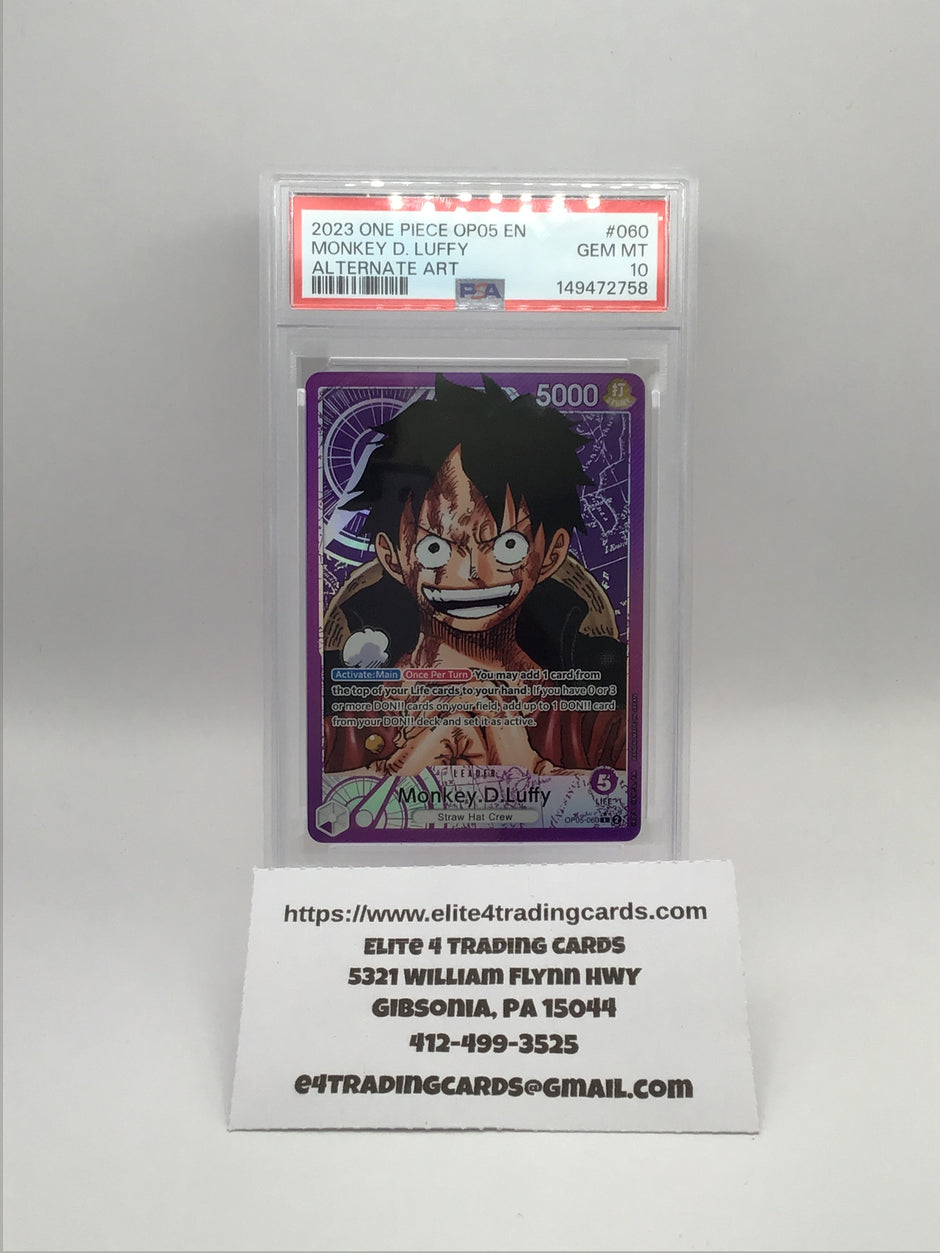 Monkey.D.Luffy [Alternate Art] OP05-060 (PSA 10)