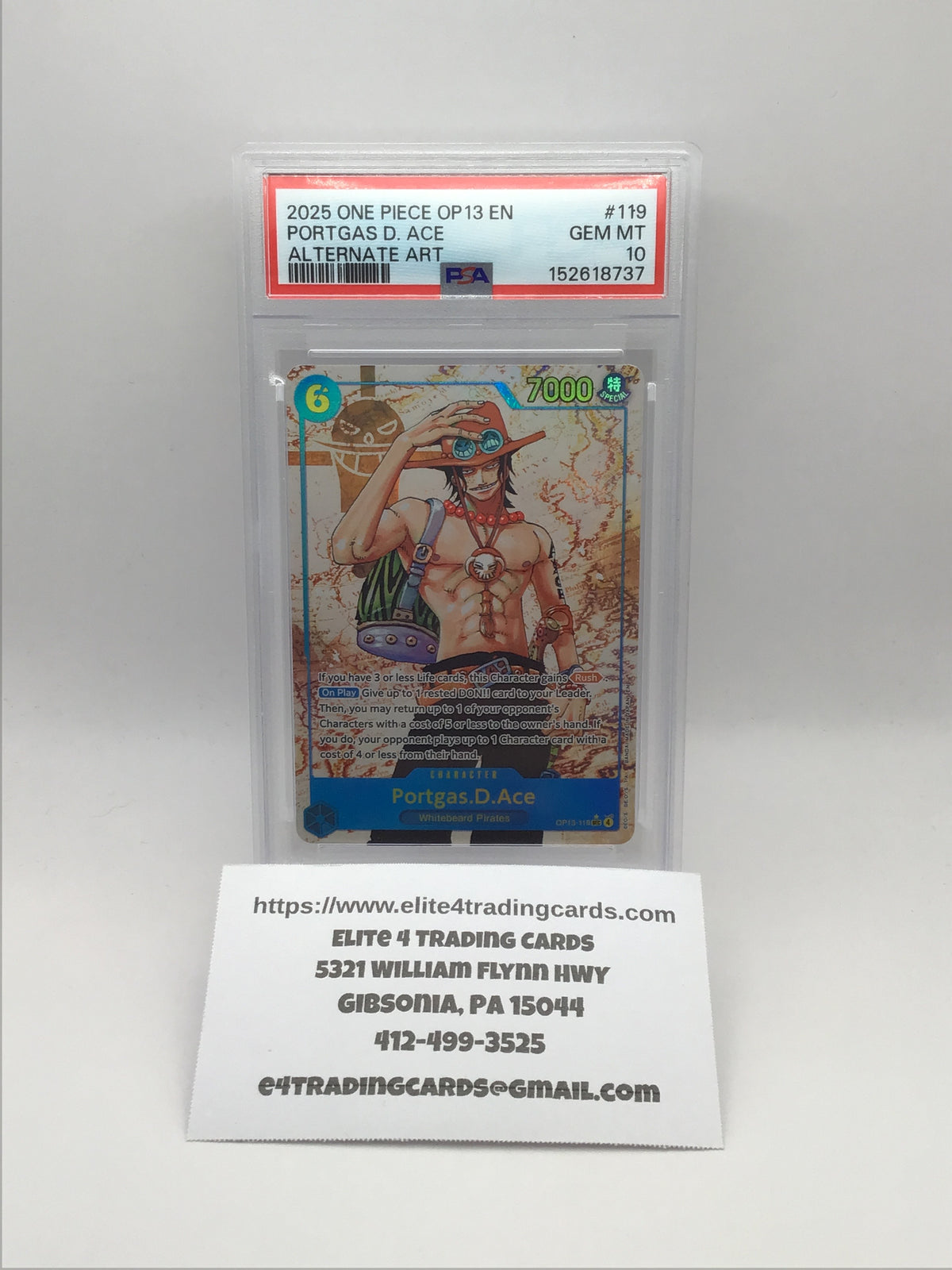 Portgas.D.Ace Alternate Art OP13-119 (PSA 10)