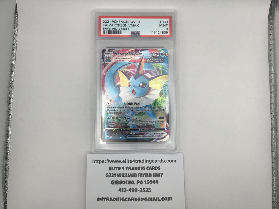 Vaporeon VMAX #30 Pokemon Evolving Skies (PSA 9)