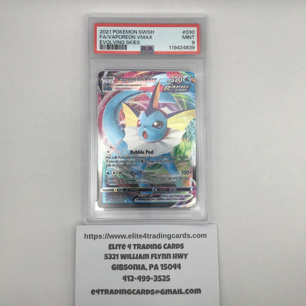 Vaporeon VMAX #30 Pokemon Evolving Skies (PSA 9)