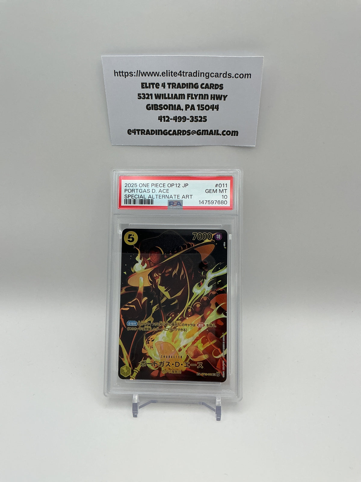 Portgas D. Ace [Alternate Art] ST13-011 One Piece Japanese Legacy of the Master (PSA 10)