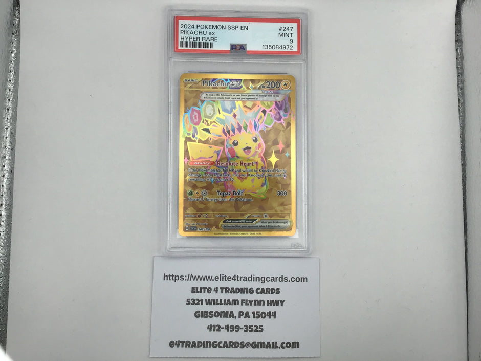 Pikachu ex #247 Pokemon Surging Sparks (PSA 9)