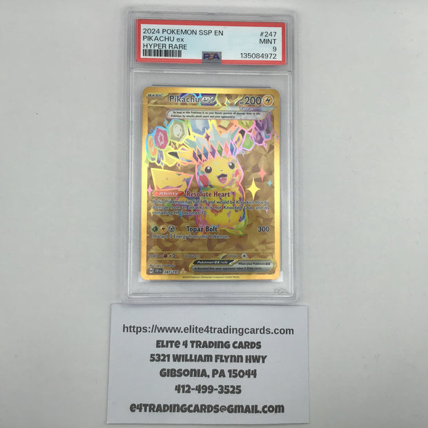 Pikachu ex #247 Pokemon Surging Sparks (PSA 9)