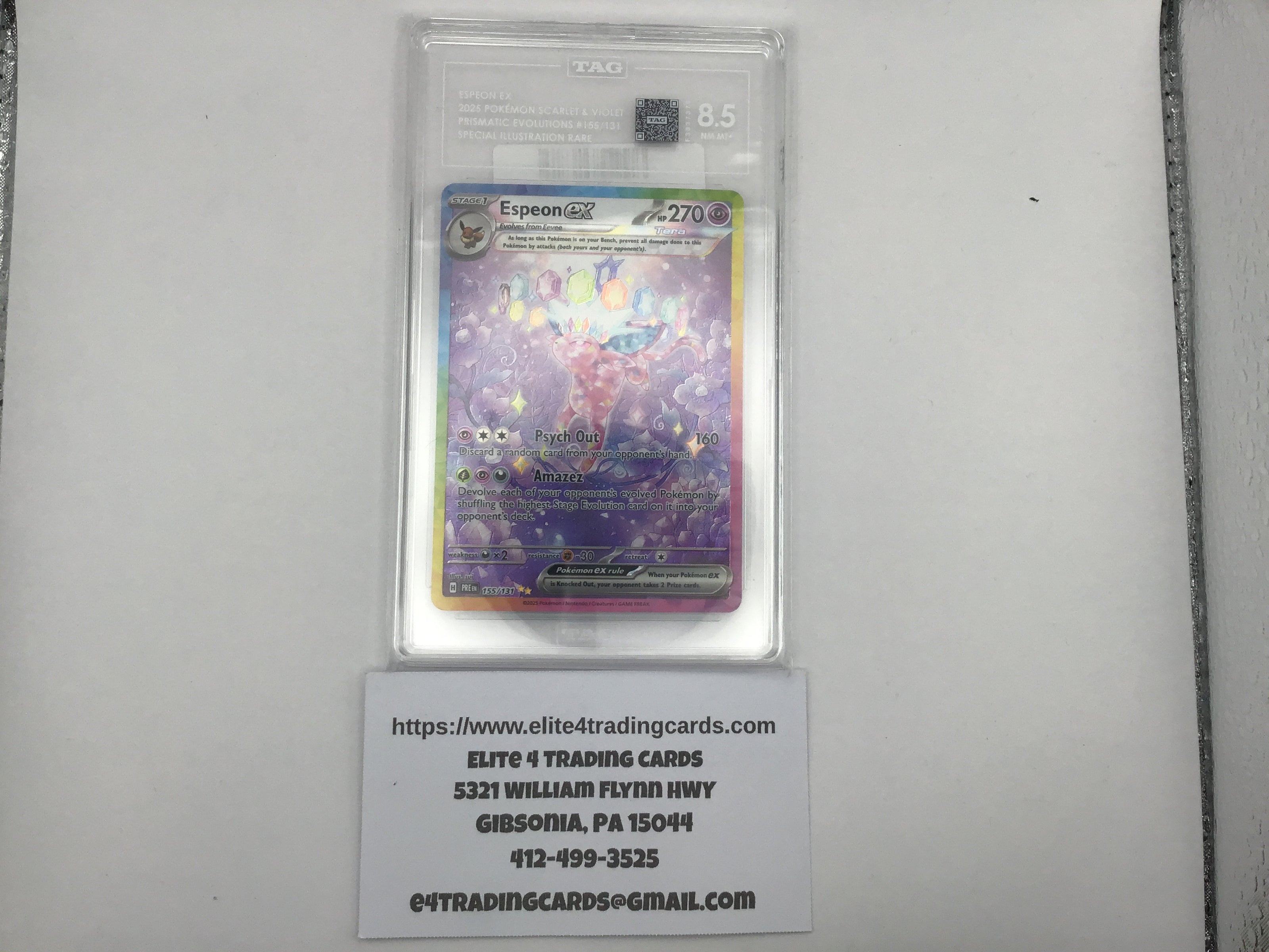 Espeon ex #155 Pokemon Prismatic Evolutions (TAG 8.5)