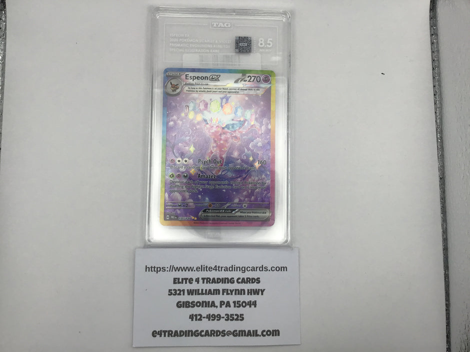 Espeon ex #155 Pokemon Prismatic Evolutions (TAG 8.5)