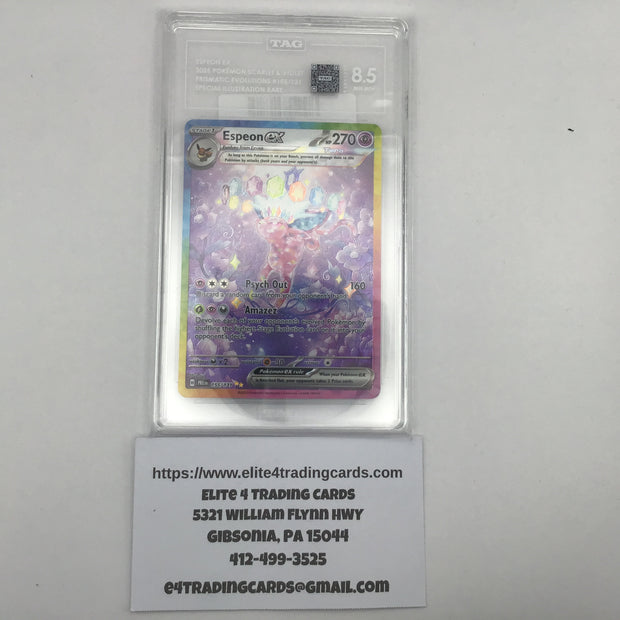 Espeon ex #155 Pokemon Prismatic Evolutions (TAG 8.5)