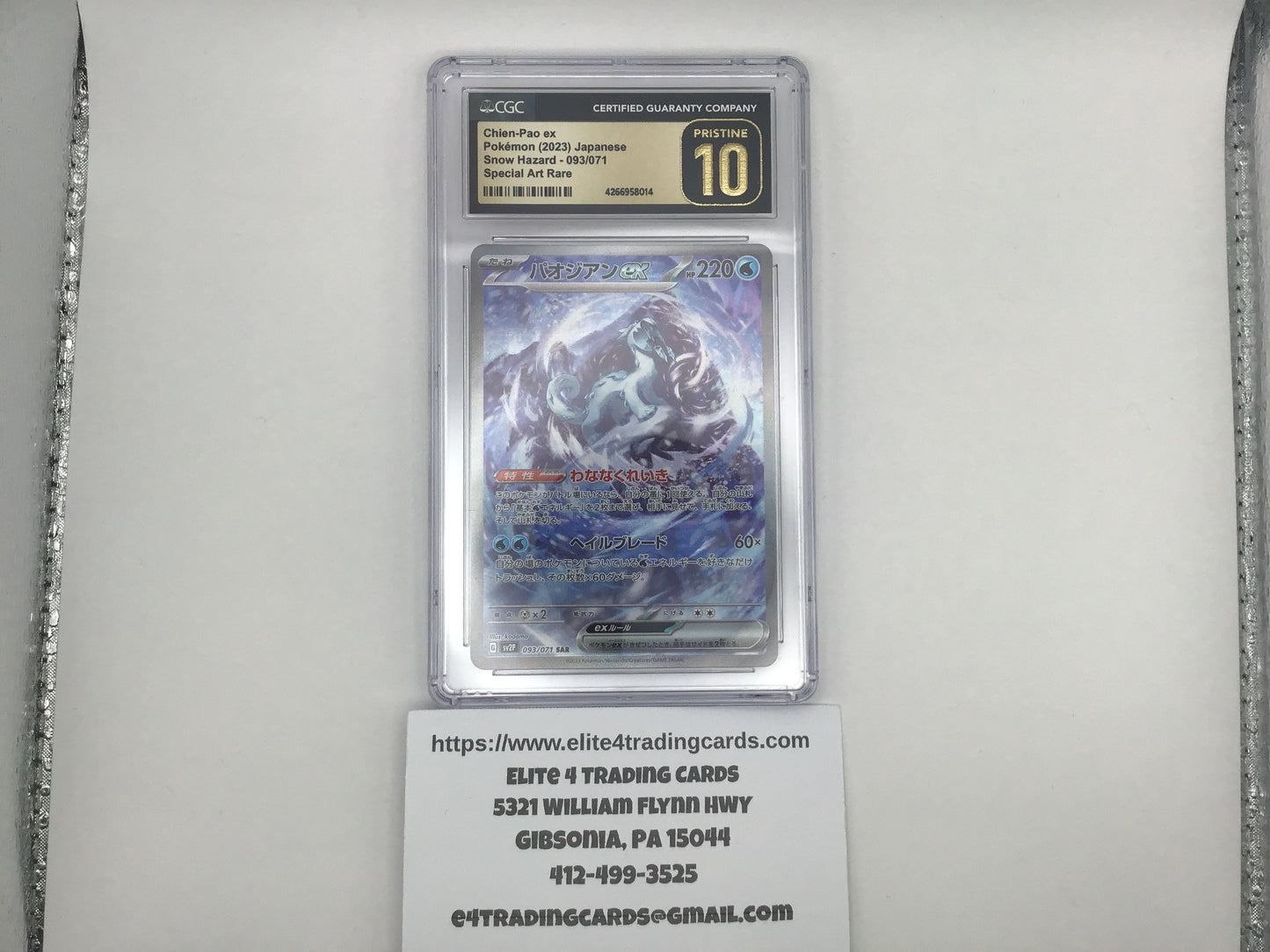 Chien-Pao ex #93 Pokemon Japanese Snow Hazard (CGC PRISTINE 10)