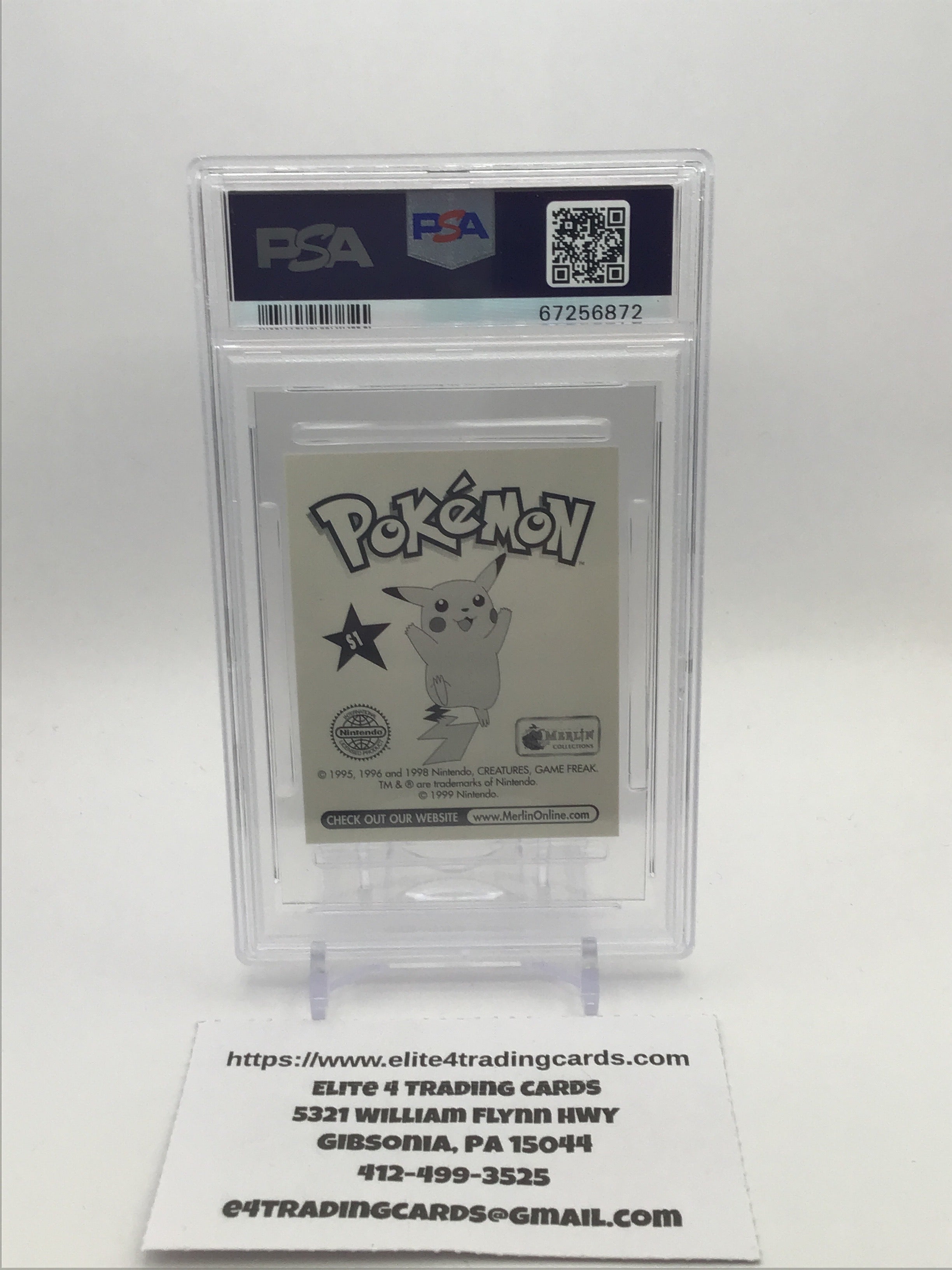 1999 MERLIN POKEMON #S1 PIKACHU-PRISM (PSA 7)