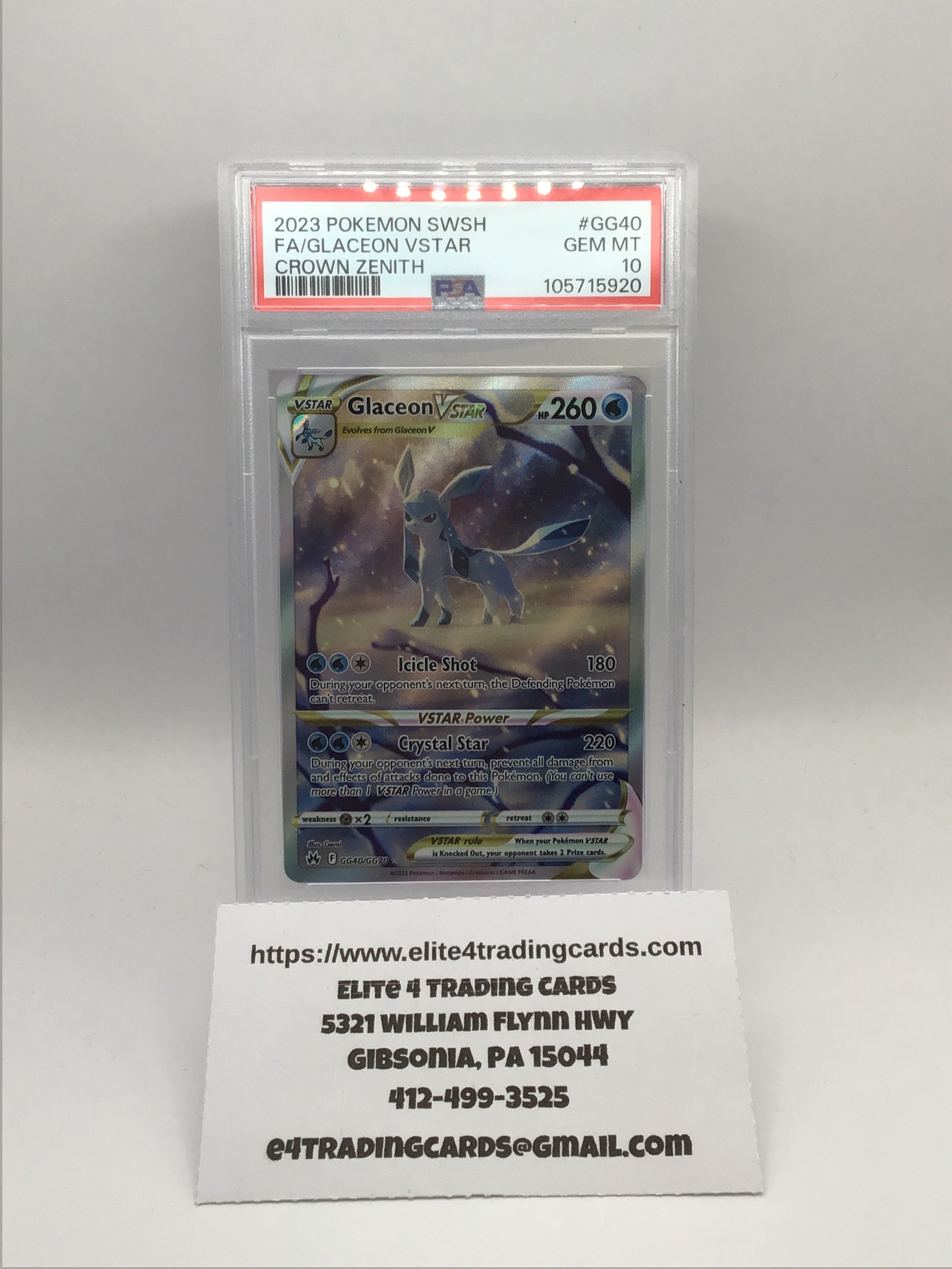 Glaceon VSTAR #GG40 Pokemon Crown Zenith (PSA 10)