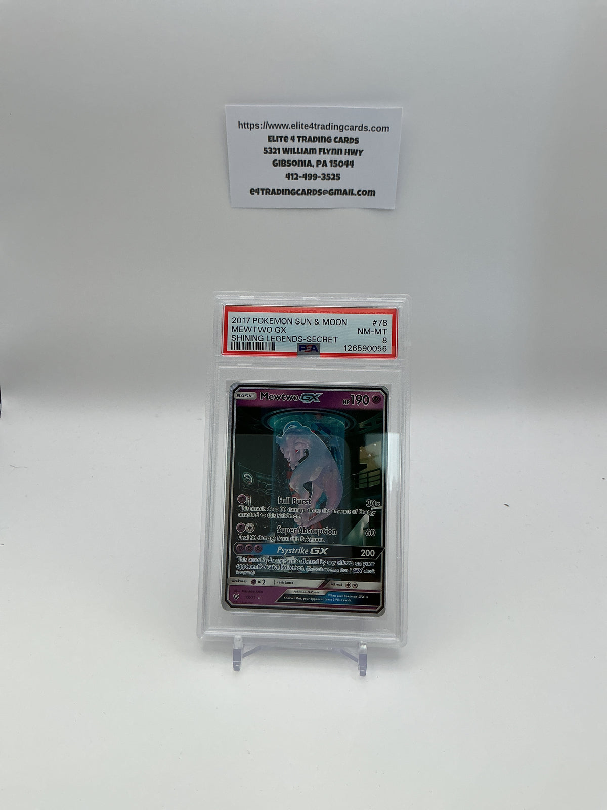 Mewtwo GX #78 Pokemon Shining Legends (PSA 8)