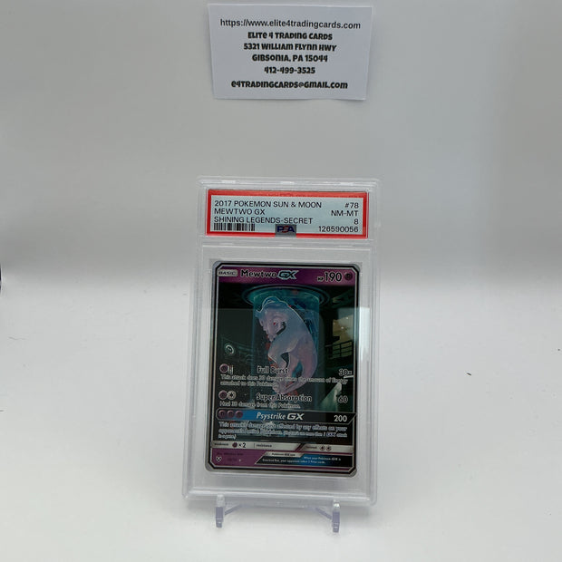 Mewtwo GX #78 Pokemon Shining Legends (PSA 8)