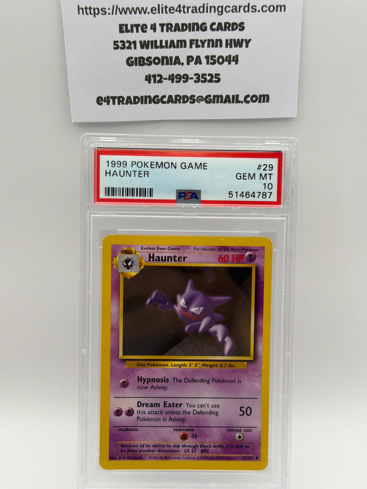 Haunter #29 Pokemon Base Set (PSA 10)