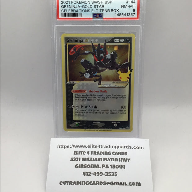 2021 Pokemon SWSH BSP Greninja-Gold Star Celebrations #144 (PSA 8)