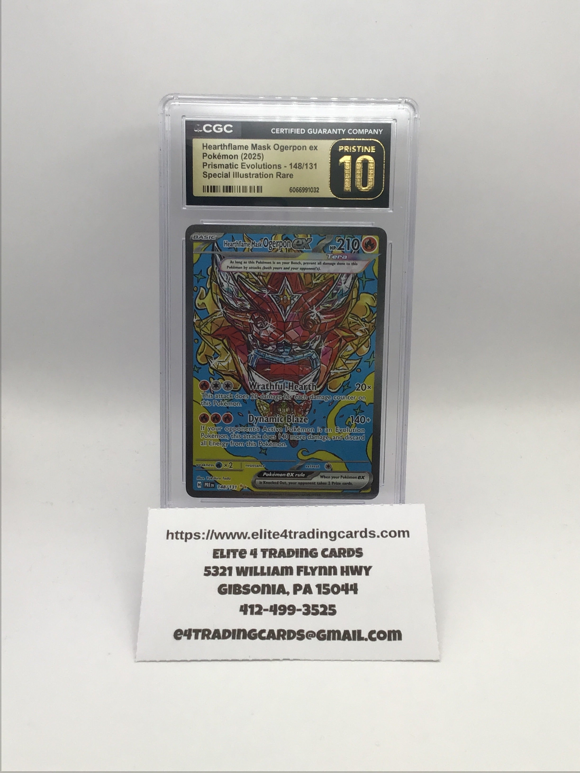 Hearthflame Mask Ogerpon ex #148 Pokemon Prismatic Evolutions (CGC Pristine 10)