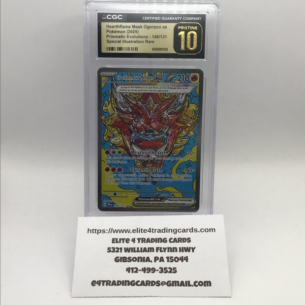 Hearthflame Mask Ogerpon ex #148 Pokemon Prismatic Evolutions (CGC Pristine 10)