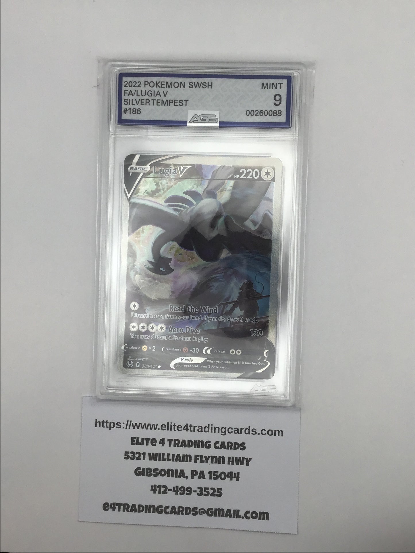Lugia V #186 Pokemon Silver Tempest (AGS 9)