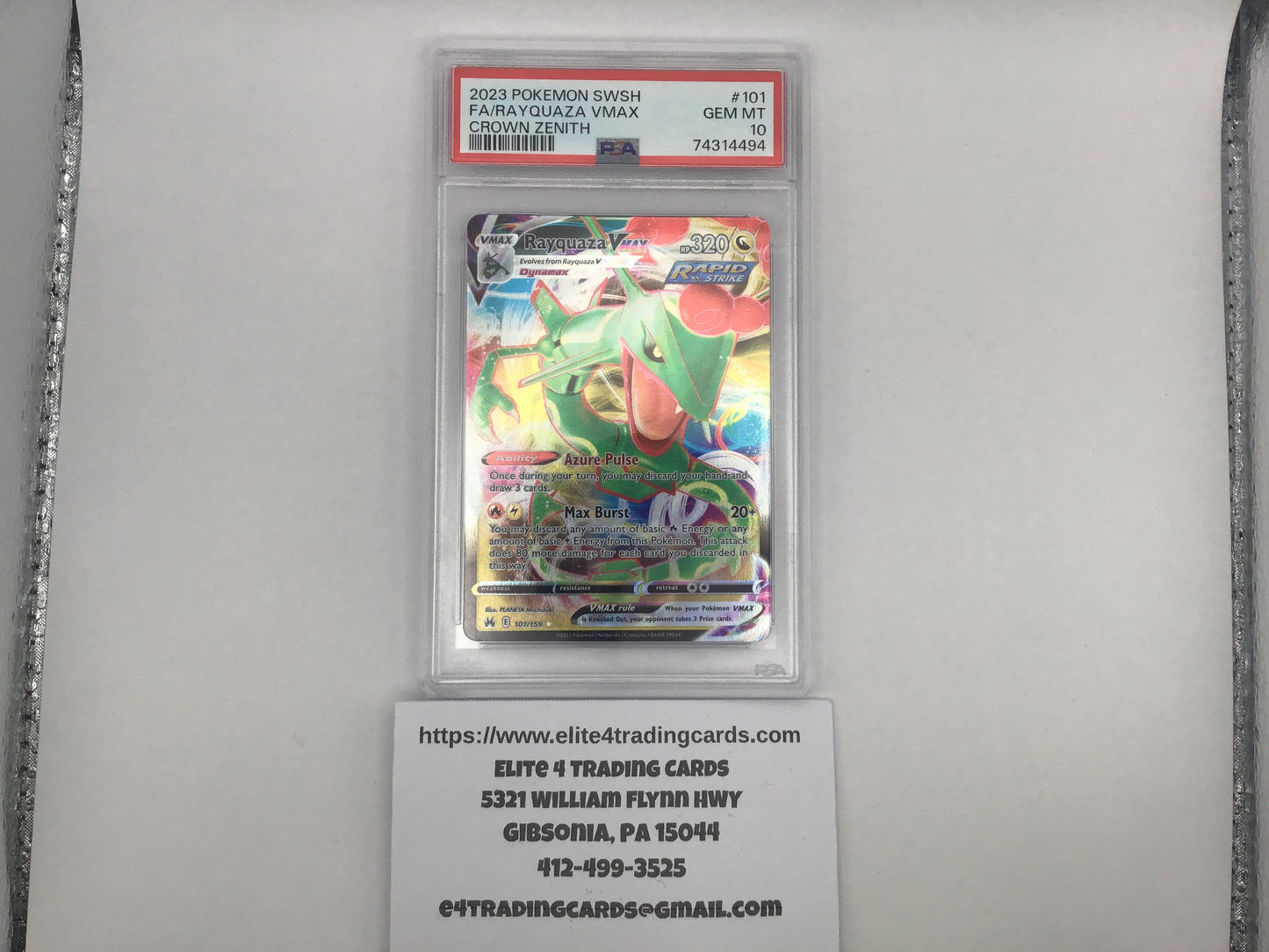 Rayquaza VMAX #101 Pokemon Crown Zenith (PSA 10)