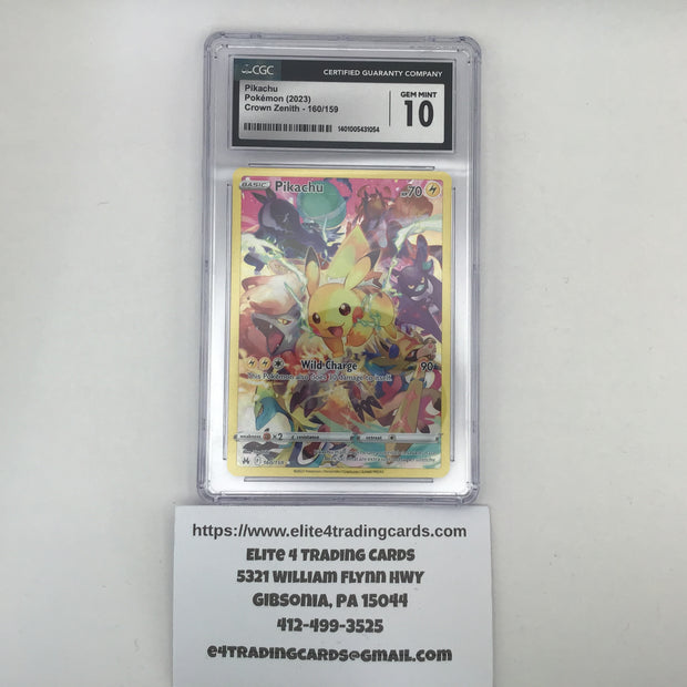 Pikachu #160 Pokemon Crown Zenith (CGC 10)