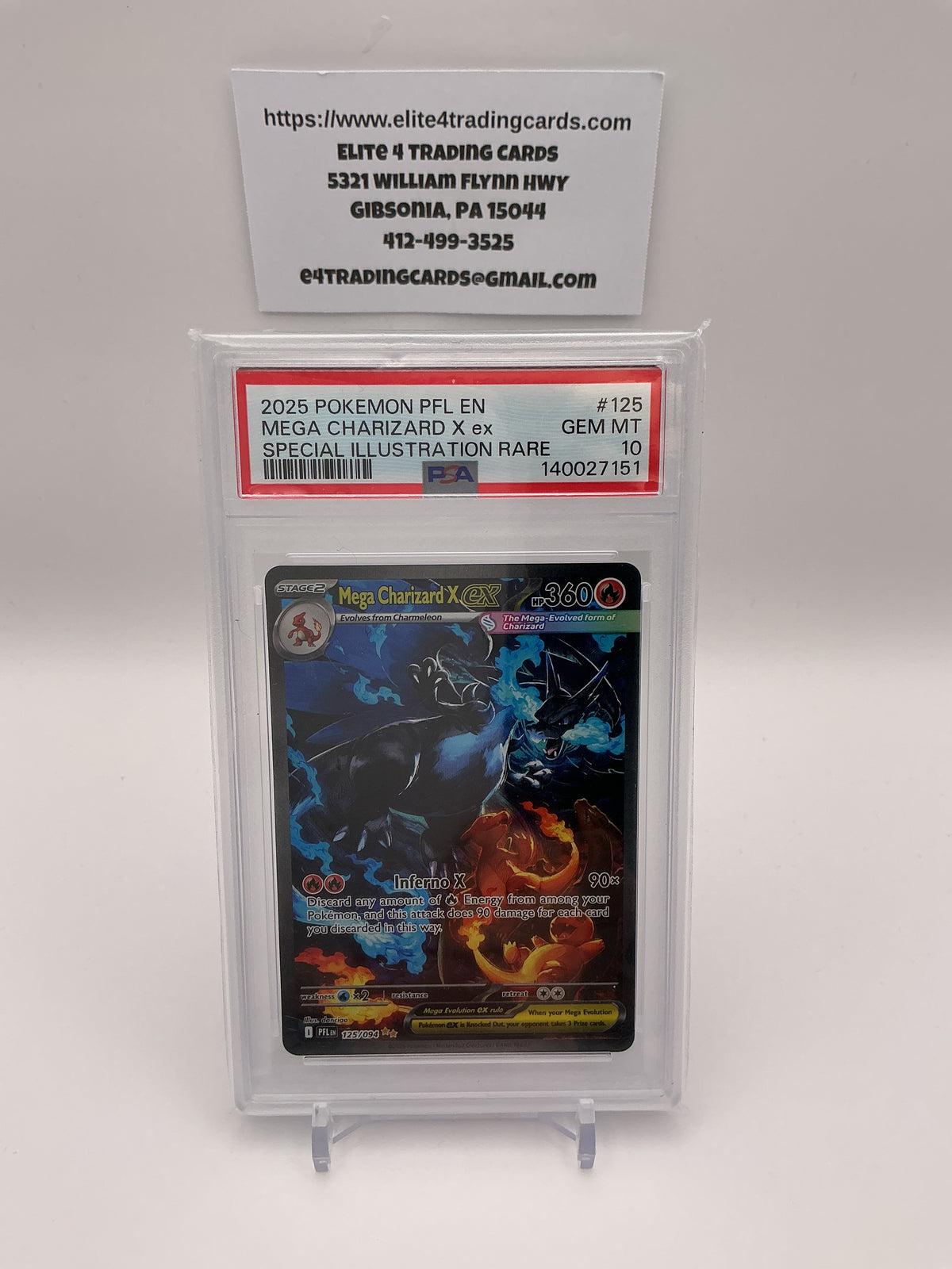 Mega Charizard X ex #125 Pokemon Phantasmal Flames (PSA 10)