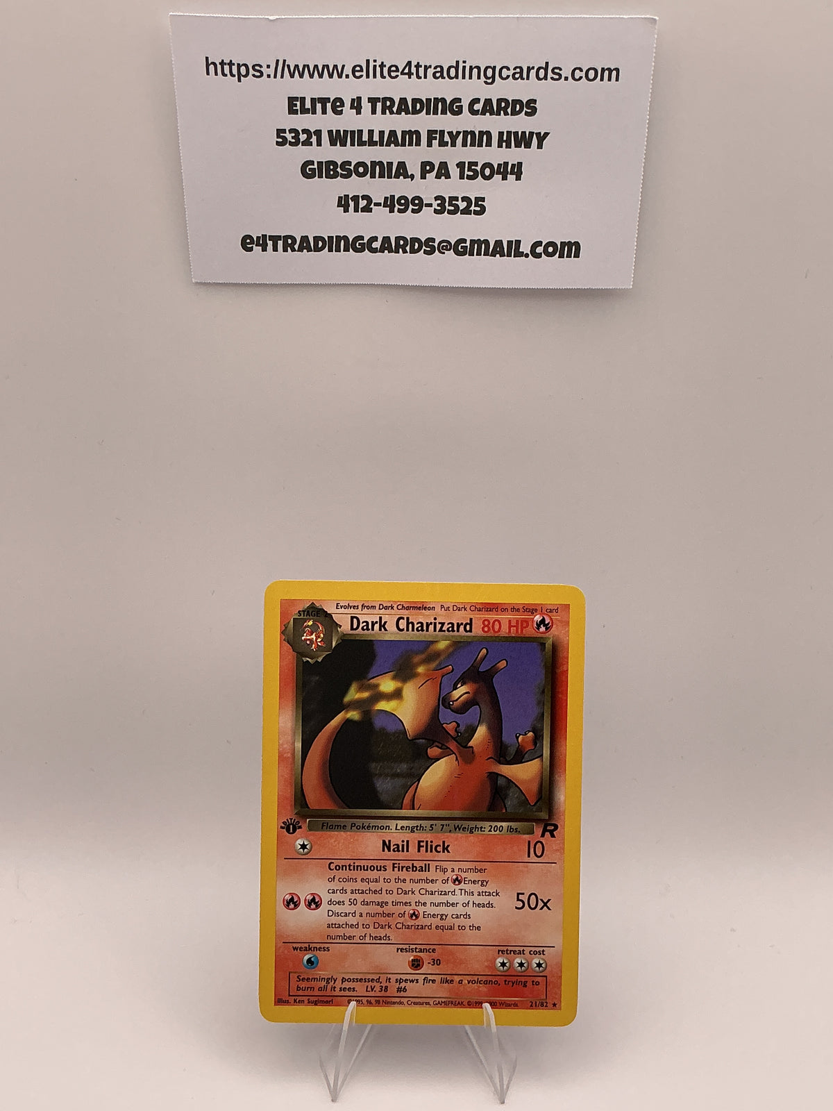 Dark Charizard #21 Pokemon Team Rocket 1st ED - MP+