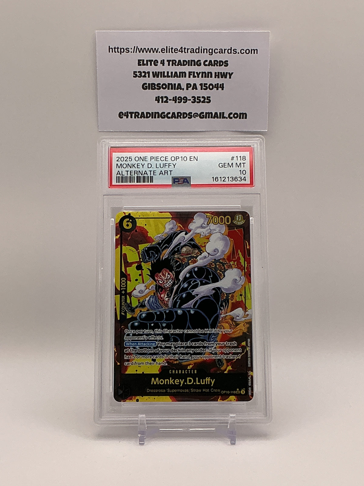 Monkey.D.Luffy [Alternate Art] OP10-118 One Piece Royal Blood (PSA 10)
