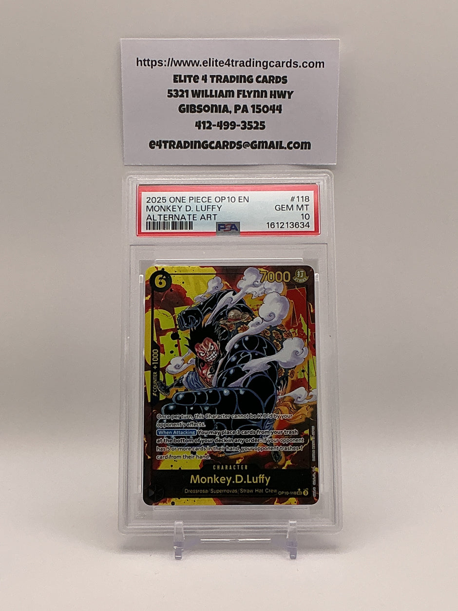 Monkey.D.Luffy [Alternate Art] OP10-118 One Piece Royal Blood (PSA 10)