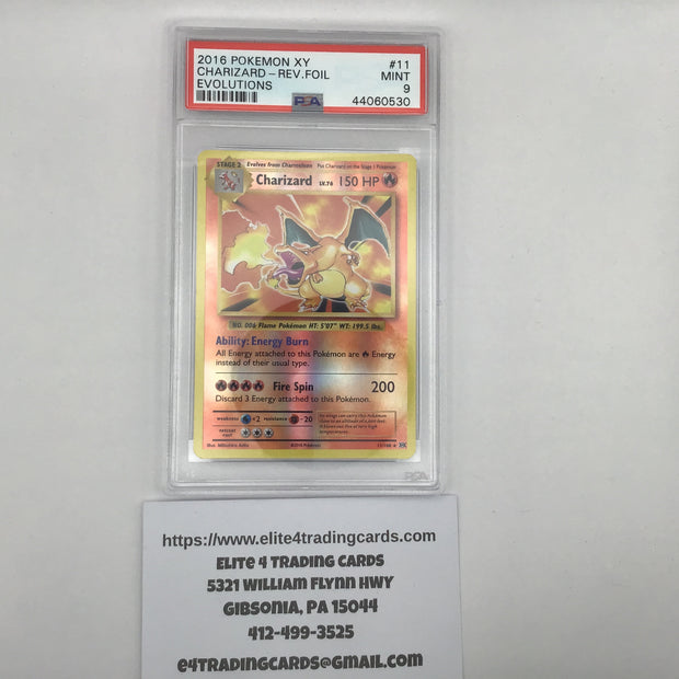 Charizard [Reverse Holo] #11 Pokemon Evolutions (PSA 9)
