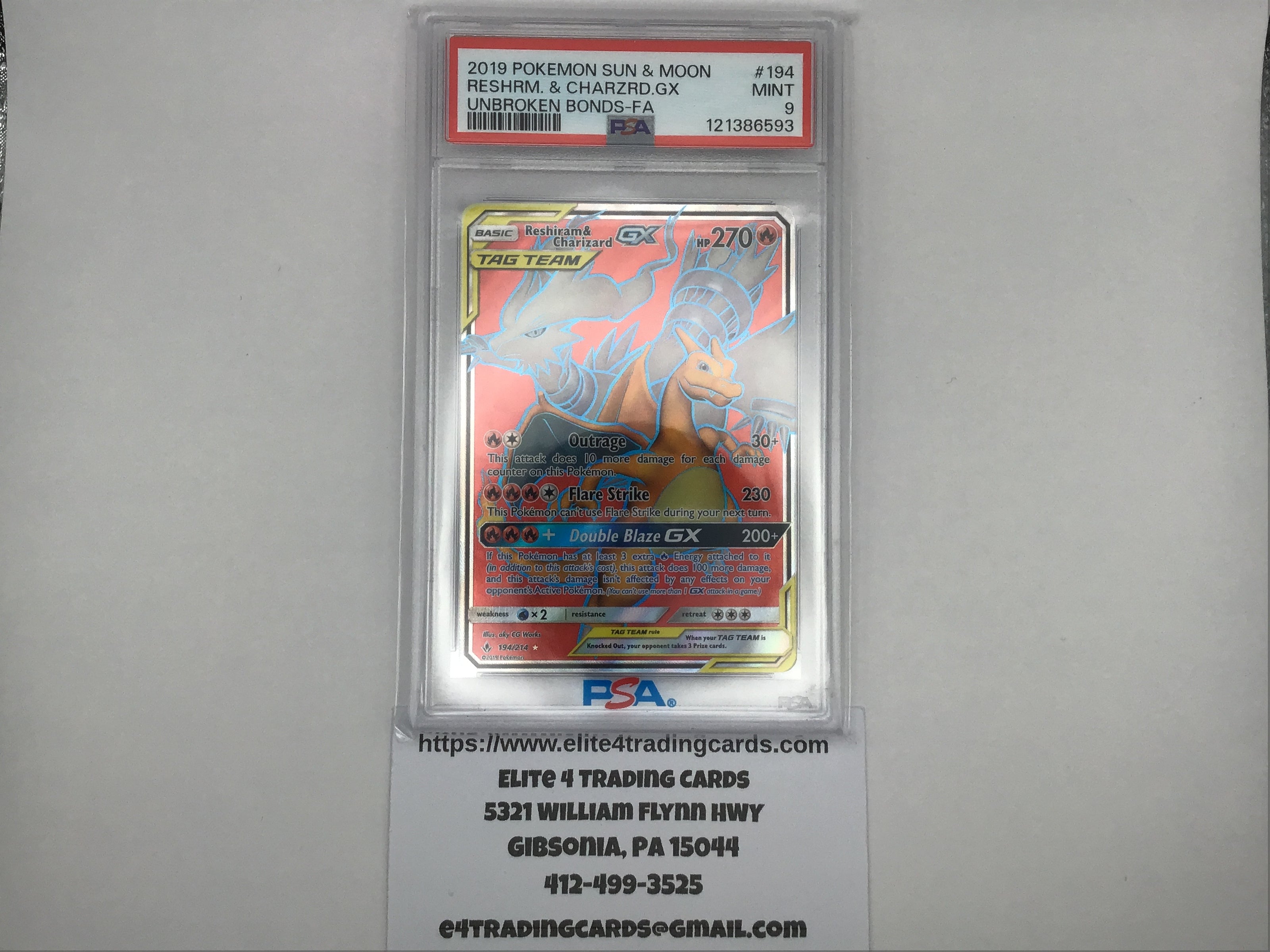 Reshiram & Charizard GX #20 Pokemon Unbroken Bonds (PSA 9)
