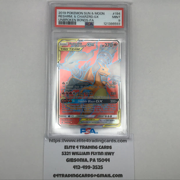 Reshiram & Charizard GX #20 Pokemon Unbroken Bonds (PSA 9)