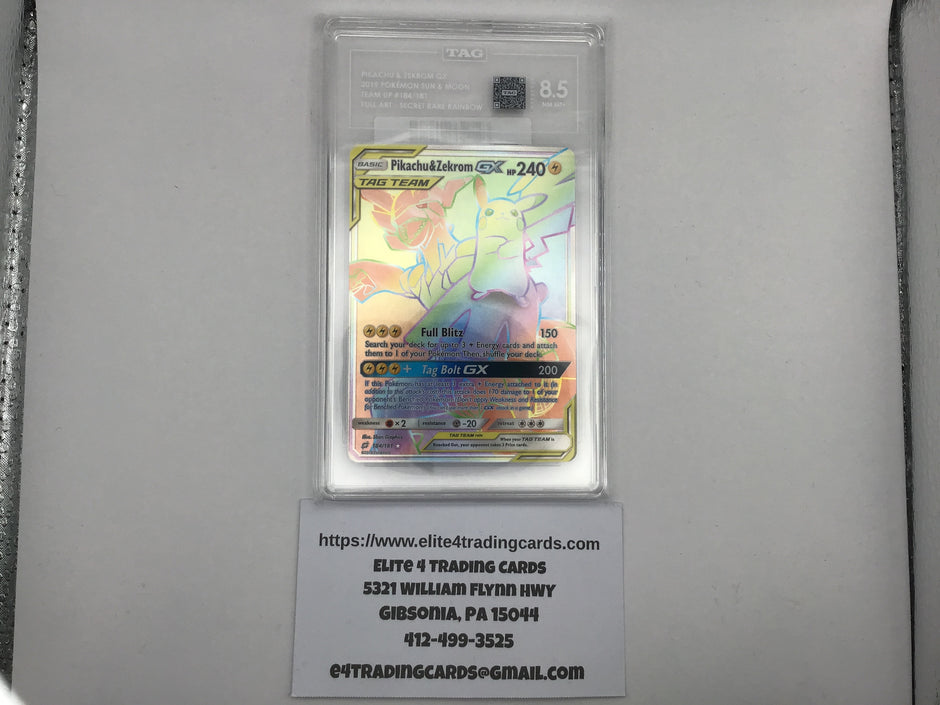Pikachu & Zekrom GX #184 Pokemon Team Up  (TAG 8.5)