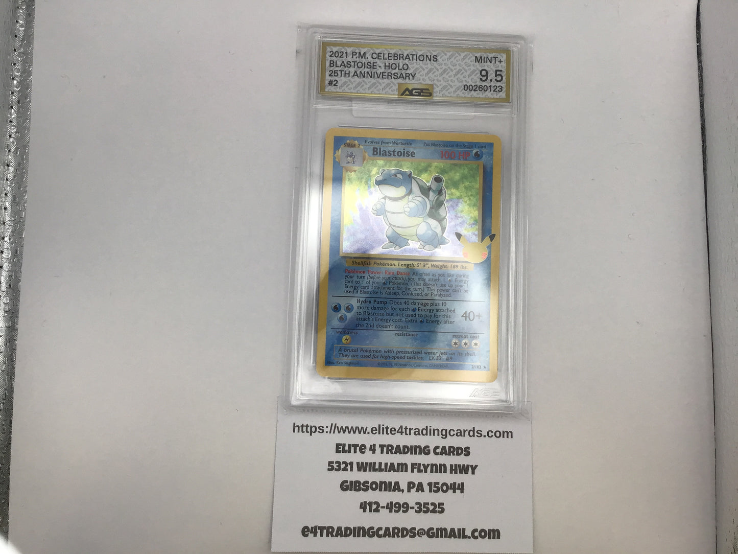 Blastoise #2 Pokemon Celebrations (AGS 9.5)
