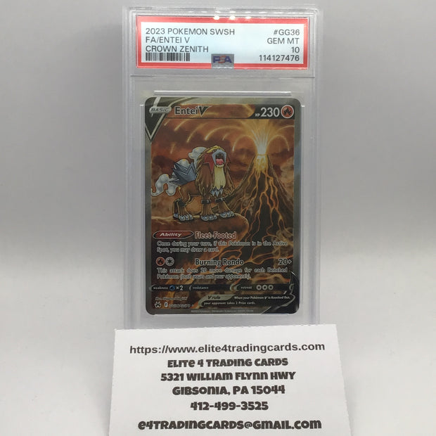 Entei V #GG36 Pokemon Crown Zenith (PSA 10)