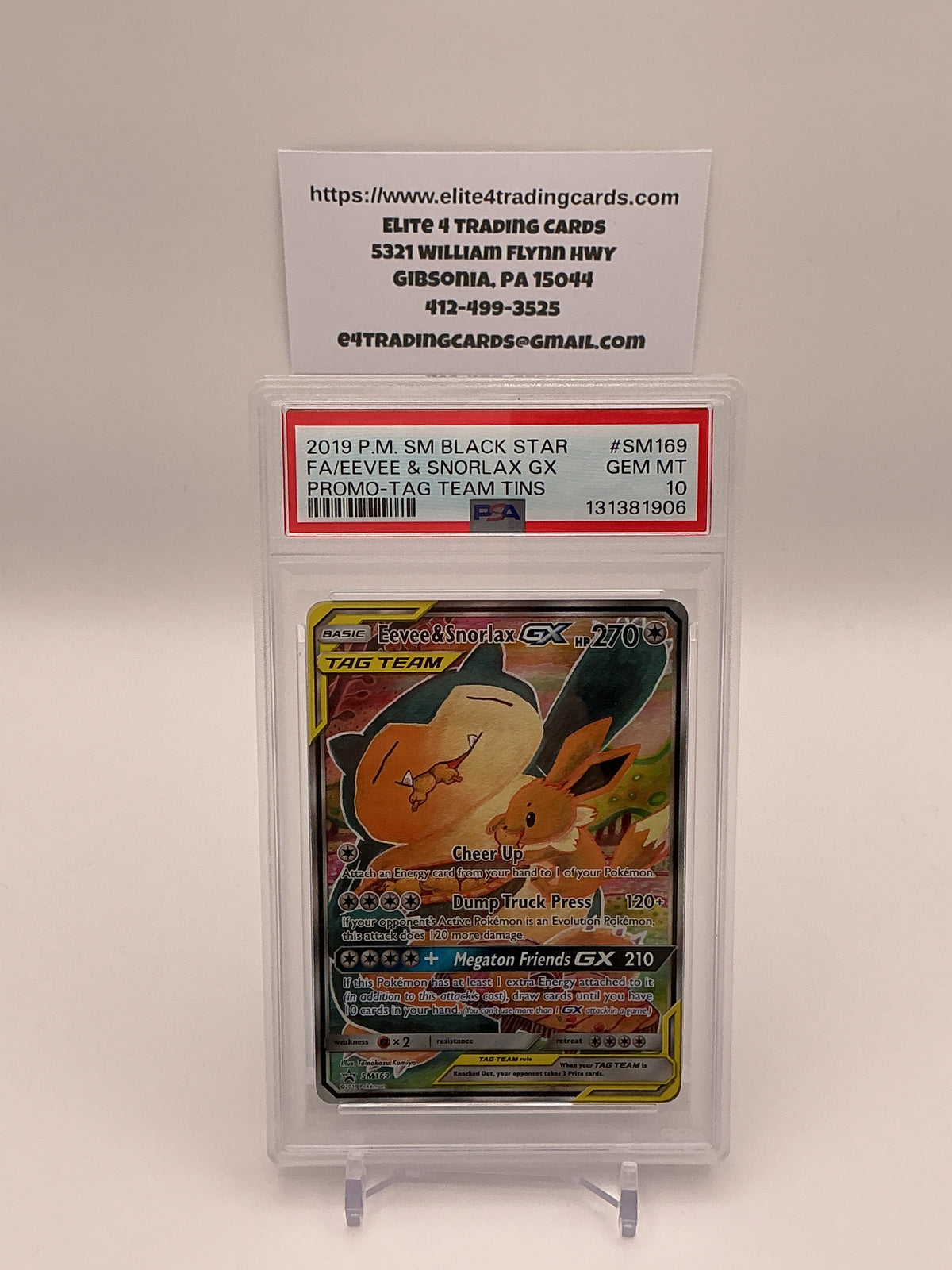 Eevee & Snorlax GX #SM169 Pokemon Promo (PSA 10)