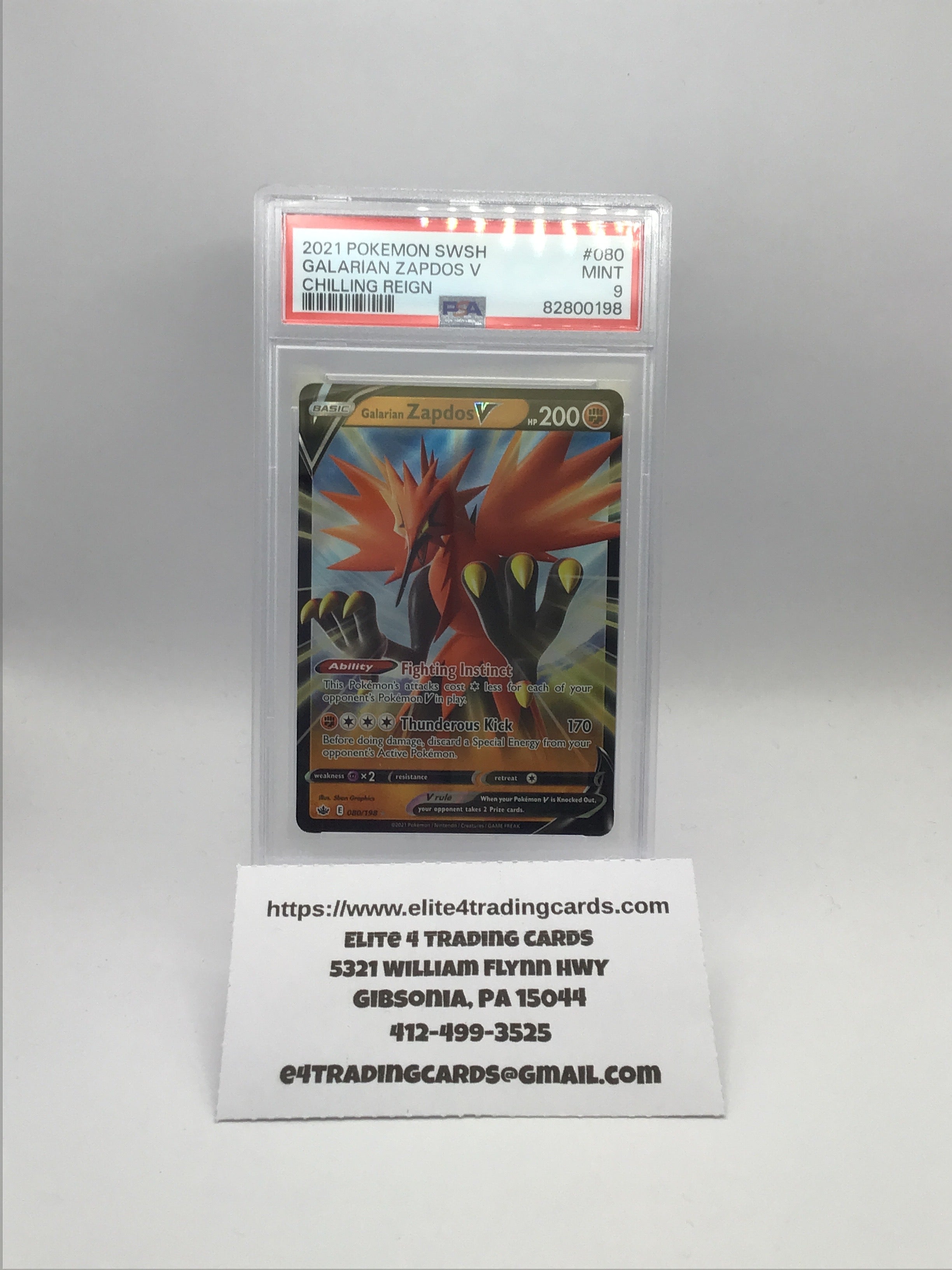 Galarian Zapdos V #80 Pokemon Chilling Reign (PSA 10)