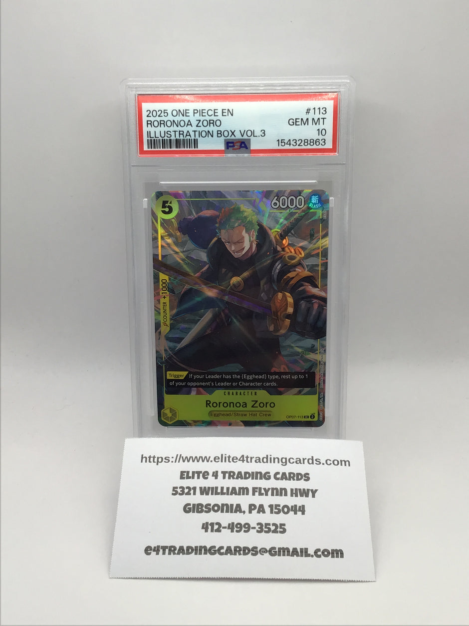 Roronoa Zoro Illustration Box Vol. 3 OP07-113 (PSA 10)