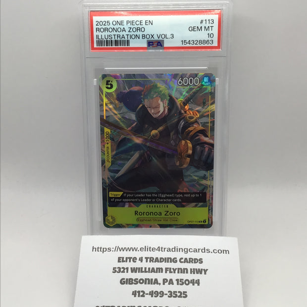Roronoa Zoro Illustration Box Vol. 3 OP07-113 (PSA 10)