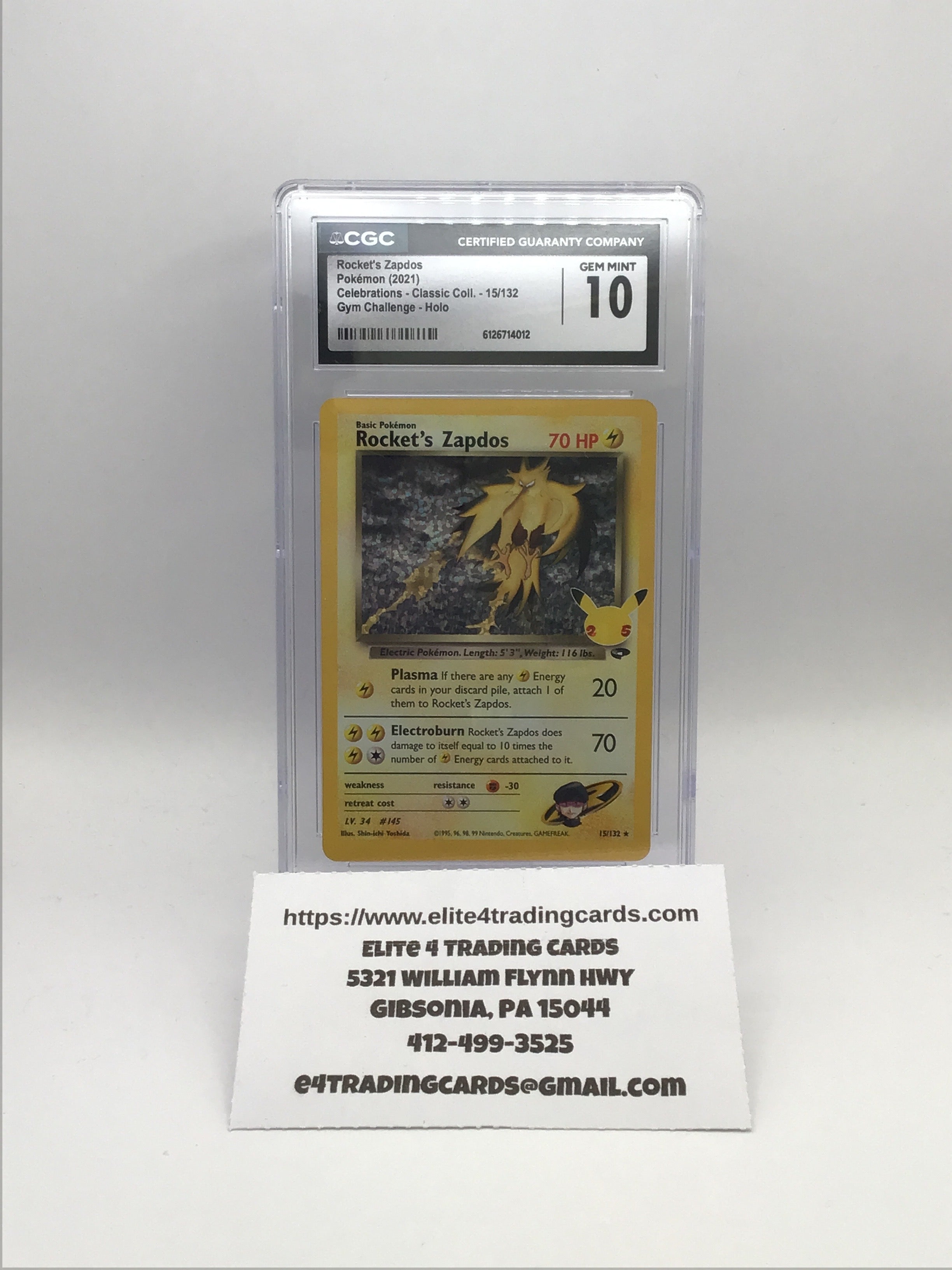 Rocket's Zapdos - Celebrations: Classic Collection (CCC) CGC 10