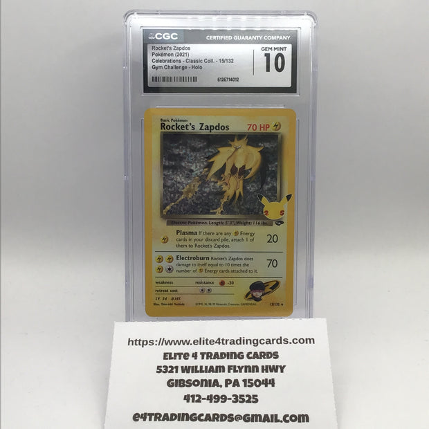 Rocket's Zapdos - Celebrations: Classic Collection (CCC) CGC 10