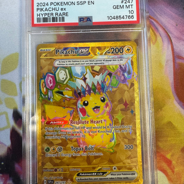 Pikachu ex #247 Pokemon Surging Sparks PSA 10