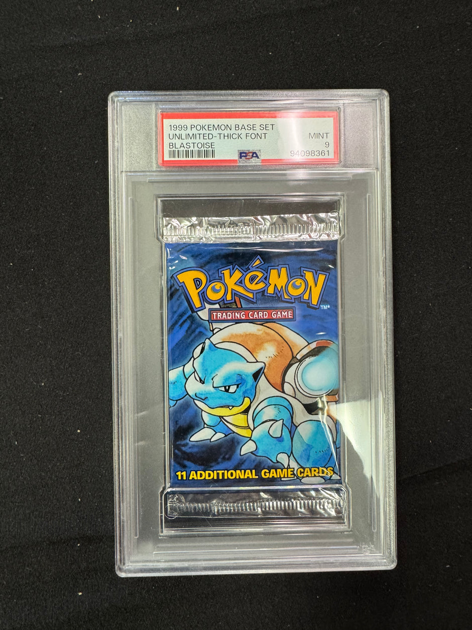 1999 WOTC Pokemon Base Set Unlimited Blastoise Booster Pack - PSA 9 MINT.