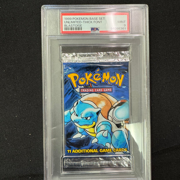 1999 WOTC Pokemon Base Set Unlimited Blastoise Booster Pack - PSA 9 MINT.