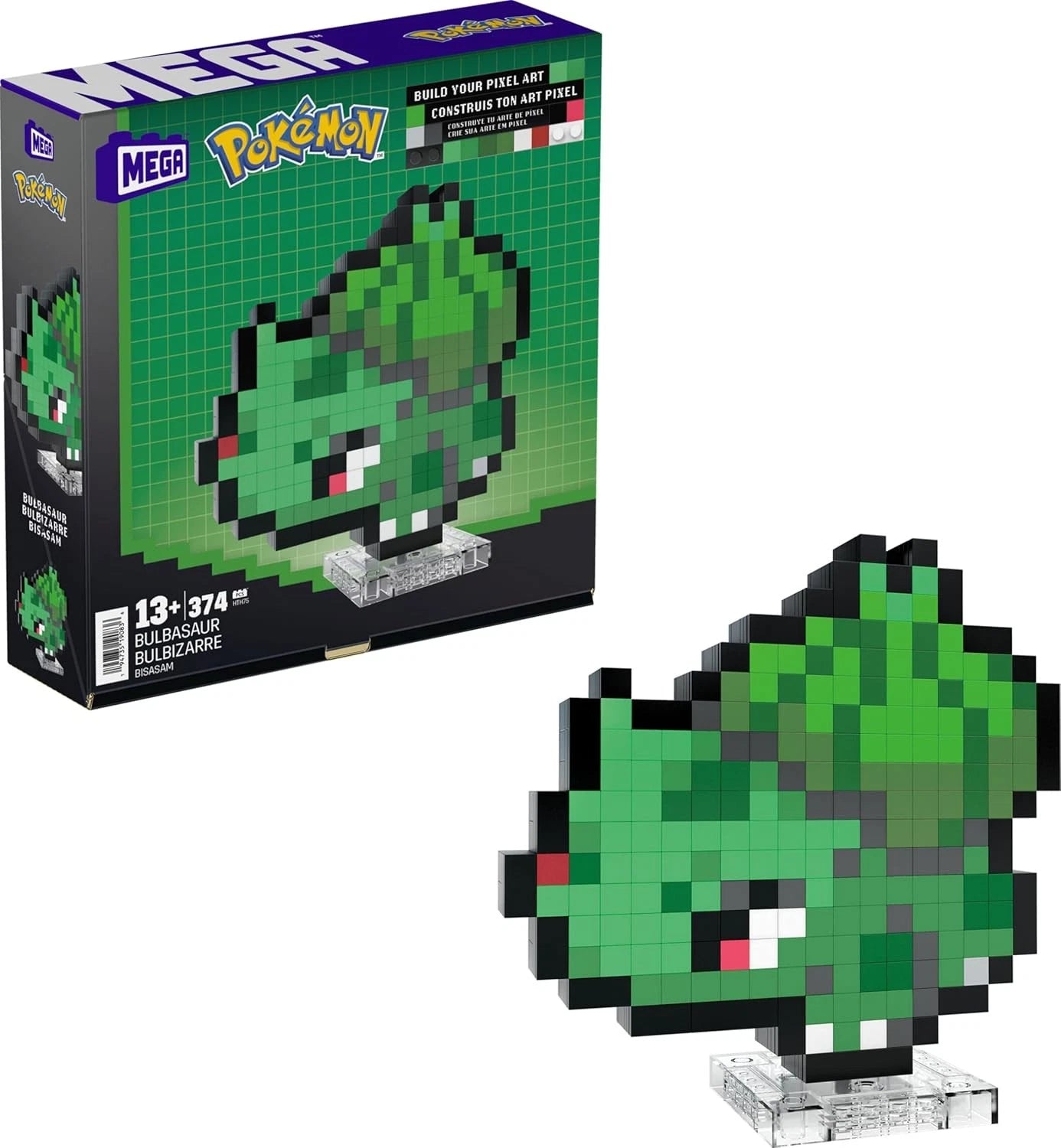MEGA BLOKS Pokemon Bulbasaur Pixel Art, 374 Piece Building Toy Set