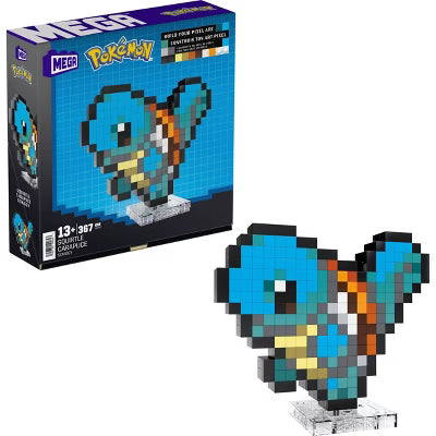 MEGA BLOKS Pokemon Squirtle Pixel Art, 367 Piece Building Toy Set